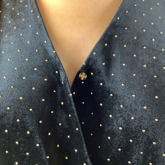 MICHAEL KORS BLACK VELVET GOLD DOTS WIDE LEG JUMPSUIT S - Picture 5 of 12